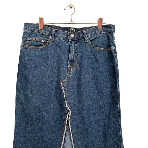 Xoxo Y2k Vintage Slit Denim Maxi Skirt Size 9/10 Womens M/L - Picture 2 of 8